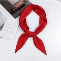 Elegant bright red pleated diamond scarf for women in lightweight synthetic fabric - Red