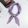 Elegant purple pleated square scarf tied in a stylish bow knot for daily decoration - Purple
