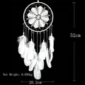 White bohemian handmade dream catcher with lace crochet and hanging feathers - MS0145A White