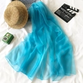 Elegant blue sheer sun protection beach scarf in soft chiffon fabric for summer - Sky Blue