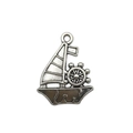 Silberner Segelschiff-Anhänger aus Legierung für DIY Schmuck-Armbänder und Ohrringe - Schiff 21x28mm / Tibetsilber