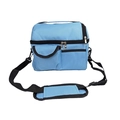 Blue thickened double-layer insulated lunch bag with black straps and shoulder pad - Sky Blue