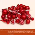 50-teiliges rotes Weihnachtsdeko-Set mit matten und glänzenden Kugeln und festlichen Formen - Rot