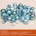 50-teiliges Weihnachtskugel-Set in Hellblau und Weiß mit verschiedenen matten und glänzenden Formen - Himmelblau