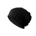 Minimalist black knitted beanie hat with warm thermal lining for winter fashion - Adjustable / Black