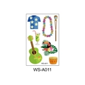 Tatuajes temporales hawaianos impermeables con diseños de tucán y ukelele tropical - WS-A011/Elementos de Hawái