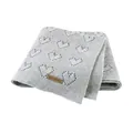 Coperta per neonati in maglia grigio chiaro con motivi a cuore traforati e pelle - 100*80 / Grigio