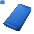 Royal blue leather accordion wallet with RFID blocking and litchi texture finish - Sapphire Blue