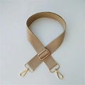 Adjustable beige canvas shoulder strap with gold-tone metal hardware for handbags - Khaki
