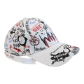 White graffiti baseball cap with red and blue street art prints and adjustable strap - White WH Graffiti