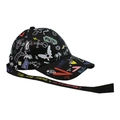 Casquette de baseball noire à graffitis colorés avec de très longues sangles réglables - Noir Papillon Longue Sangle
