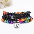 Chakra-kralenarmband met 108 kralen en zilveren Boeddha-hanger voor meditatie - Yoga Boeddha Stijl - 108 Matte Steen