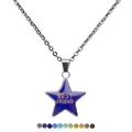Star-shaped mood necklace with Best Friend text and silver-tone chain in changing colors - best friend