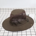 Brown camouflage sun hat with breathable mesh and adjustable windproof drawstring for hiking - M (56-58cm) / Coffee