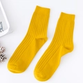 A pair of yellow ribbed crew socks for men in breathable cotton with a classic sporty style - One Size / Turmeric