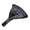 Detailed view of black paisley print elastic headband with soft stretch fabric for sports - Black