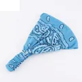Detail of light blue paisley cotton headband showing elastic band and soft fabric texture - Lake Blue