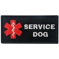 Black Service Dog embroidered patch with white text and red Star of Life emblem - Service Dog Rectangle(22)