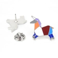 Broche de elefante geométrico colorido de esmalte y aleación de cinc con acabado plata - Unicornio (A00023)