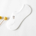 Weiße Baumwoll-Füßlinge mit Eulen-Stickerei und rutschfestem Silikon für Damen - Weiß (Eule)