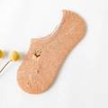 Light orange cotton invisible sock featuring a cute cartoon lion embroidery detail - Orange Yellow (Lion)