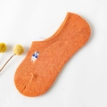 Orange low-cut invisible sock with cute cartoon bear embroidery and non-slip silicone grip - Orange Red (Bear)