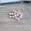 Glänzende 15mm rosa Perlenbeeren mit weißen Metalldrahtstielen für DIY Dekorationen - Perlmutt-Rosa