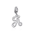 925 sterling silver letter A charm with cubic zirconia for beaded bracelets - Letter A