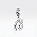 925 sterling silver charm bead with number 6 design and sparkling zircon stone - Letter G