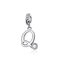 925 sterling silver letter Q charm with zircon stone for personalized bracelets - Letter Q