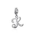 925 sterling silver letter K charm with sparkling zircon for charm bracelets - Letter K