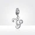 925 Sterling Silver letter Y charm pendant with sparkling cubic zirconia stone - Letter Y