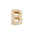 Gold letter B initial charm with pave cubic zirconia for stainless steel mesh bracelets - Gold Letter B