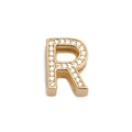 Detailansicht goldener Buchstabe R Anhänger mit Zirkonia für Mesh-Uhrenarmbänder - Gold Buchstabe R