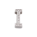 Verstellbares Milanaise-Armband mit silbernem Buchstaben-I-Anhänger und Zirkonia - Platin Buchstabe I