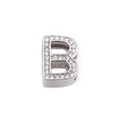 Silberner Edelstahl-Charm Buchstabe B mit Kristallbesatz für Netz-Armbänder - Platin Buchstabe B