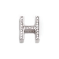 Silberner H-Buchstaben-Anhänger mit funkelnder Pavé-Fassung für Mesh-Armbänder - Platin Buchstabe H