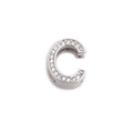 Edelstahl-Mesh-Armbandanhänger mit kristalbesetztem Buchstaben C in Silberoptik - Platin Buchstabe C