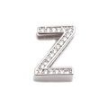 Silberner Buchstabe Z Charm mit Zirkonia-Besatz für Mesh-Uhrenarmband-Schmuck - Platin Buchstabe Z