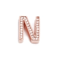 Roségoldener Buchstabe N Charm mit Zirkonia-Besatz für verstellbares Mesh-Uhrenarmband - Roségold Buchstabe N
