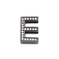 Verstellbarer Armband-Anhänger Buchstabe E in Gunmetal-Grau mit Zirkon-Besatz - Gunmetal Buchstabe E