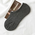 Charcoal grey low cut invisible cotton socks with non-slip silicone grip for women - Dark Gray