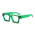 Fashionable retro thick-framed glasses in transparent green resin with clear lenses - Transparent Green Frame Clear Lens