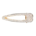 Dettaglio di un fermaglio per capelli triangolare dorato con strass lucidi su sfondo bianco - YJ003 Oro (Triangolo con Strass Completo)