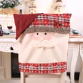 Christmas Santa Claus chair cover with snowflake plaid and 3D beard for festive dining decor - Santa Claus Red Plaid Chair Cover