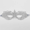 Elegant silver lace masquerade eye mask for women with intricate embroidery detail - Pointed Style / Silver Base Colorful Zircon