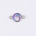 Detailed macro of 10mm purple mermaid scale charm with stainless steel double loops - Purple Mermaid Scale (2)