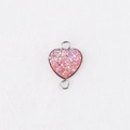 Detail of 13mm heart-shaped pendant connector with pink glitter resin in silver frame - Light Pink (24)