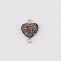 Detail of 13mm heart-shaped stainless steel pendant with glitter stones and dual loops - Iridescent Silver (5)