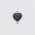 Detail of 13mm blue heart connector with sparkling stone effect for jewelry making - Dark Blue (30)